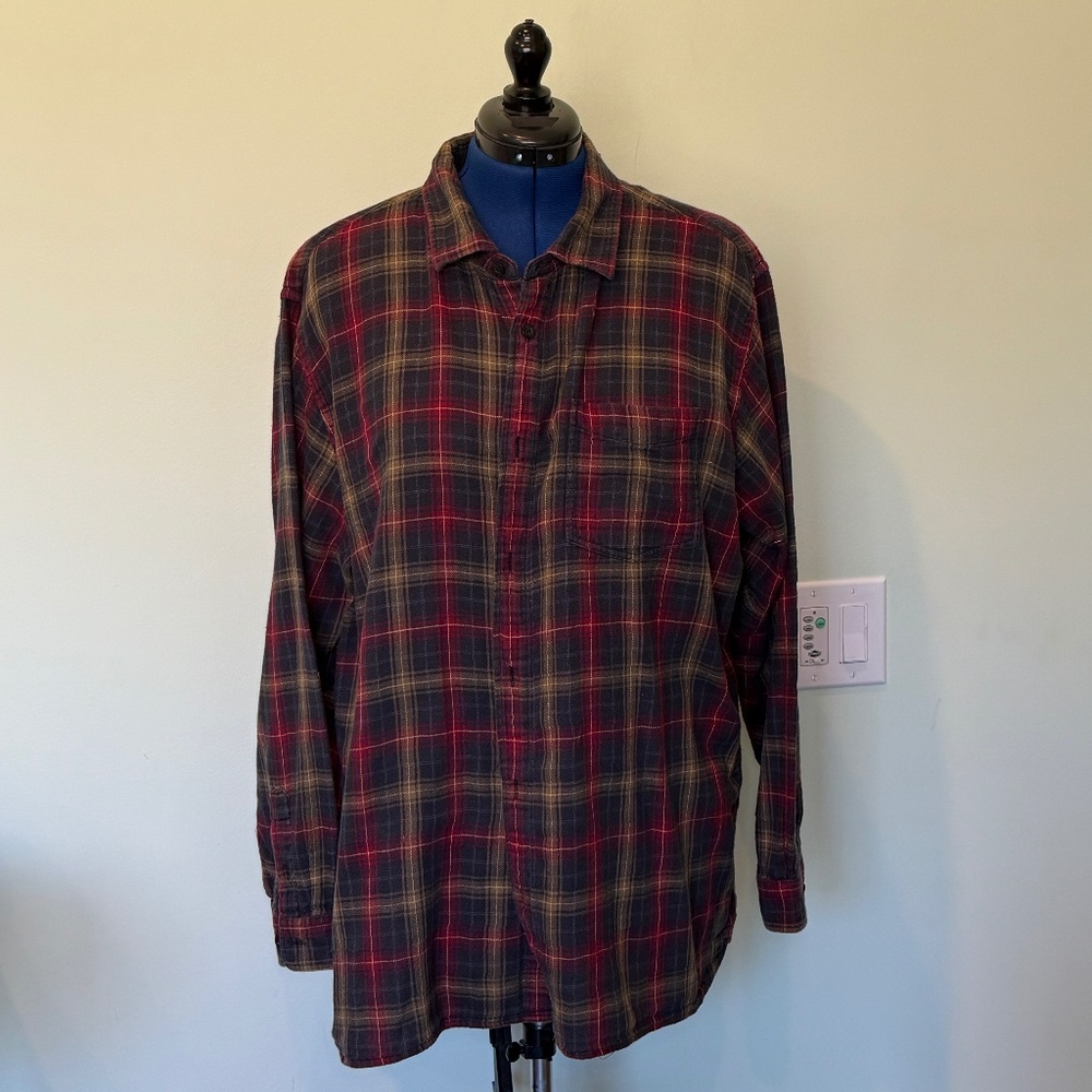 Carbon2Cobalt Mens Effortlessly Cool Lined Plaid Cotton Shirt - XXL